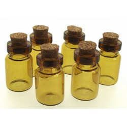 6x Amber Fillable Empty Glass Witch Charm Bottles